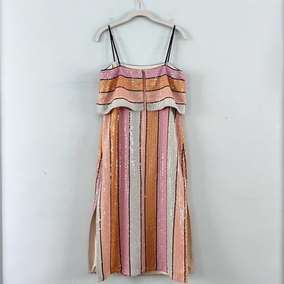 NWT Gianni Bini Halston Multi-Color Sequin Stripe Midi Dress - Picture 5 of 9